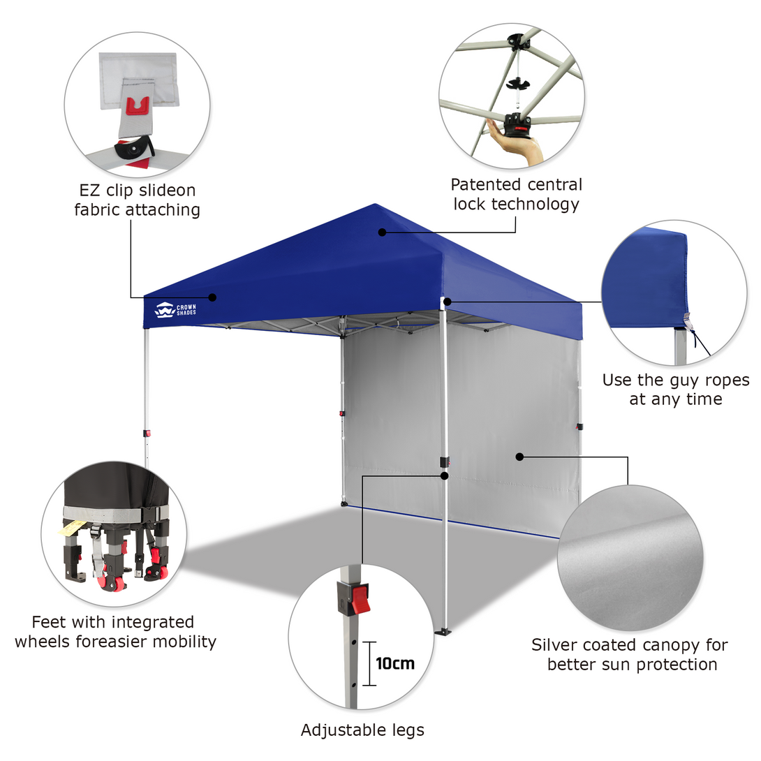 Tente pliante 8x8 avec 1 paroi latérale - Montage One Push CenterLOK™
