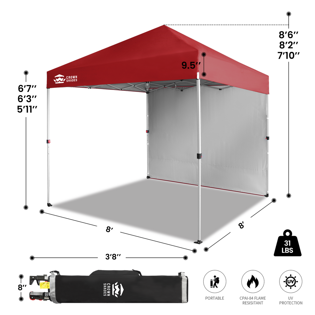 Tente pliante 8x8 avec 1 paroi latérale - Montage One Push CenterLOK™