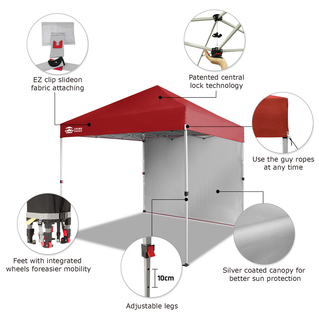 Tente pliante 8x8 avec 1 paroi latérale - Montage One Push CenterLOK™