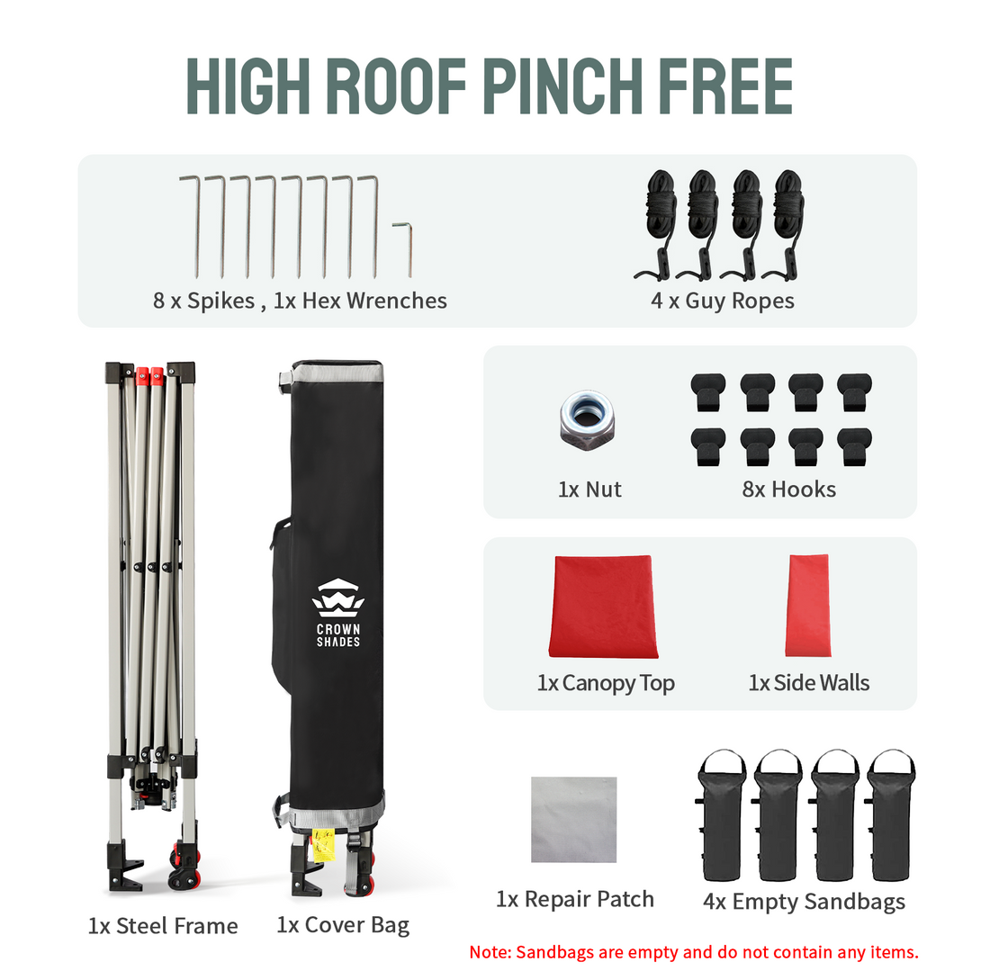 Tente pliante 8x8 avec 1 paroi latérale - Montage One Push CenterLOK™