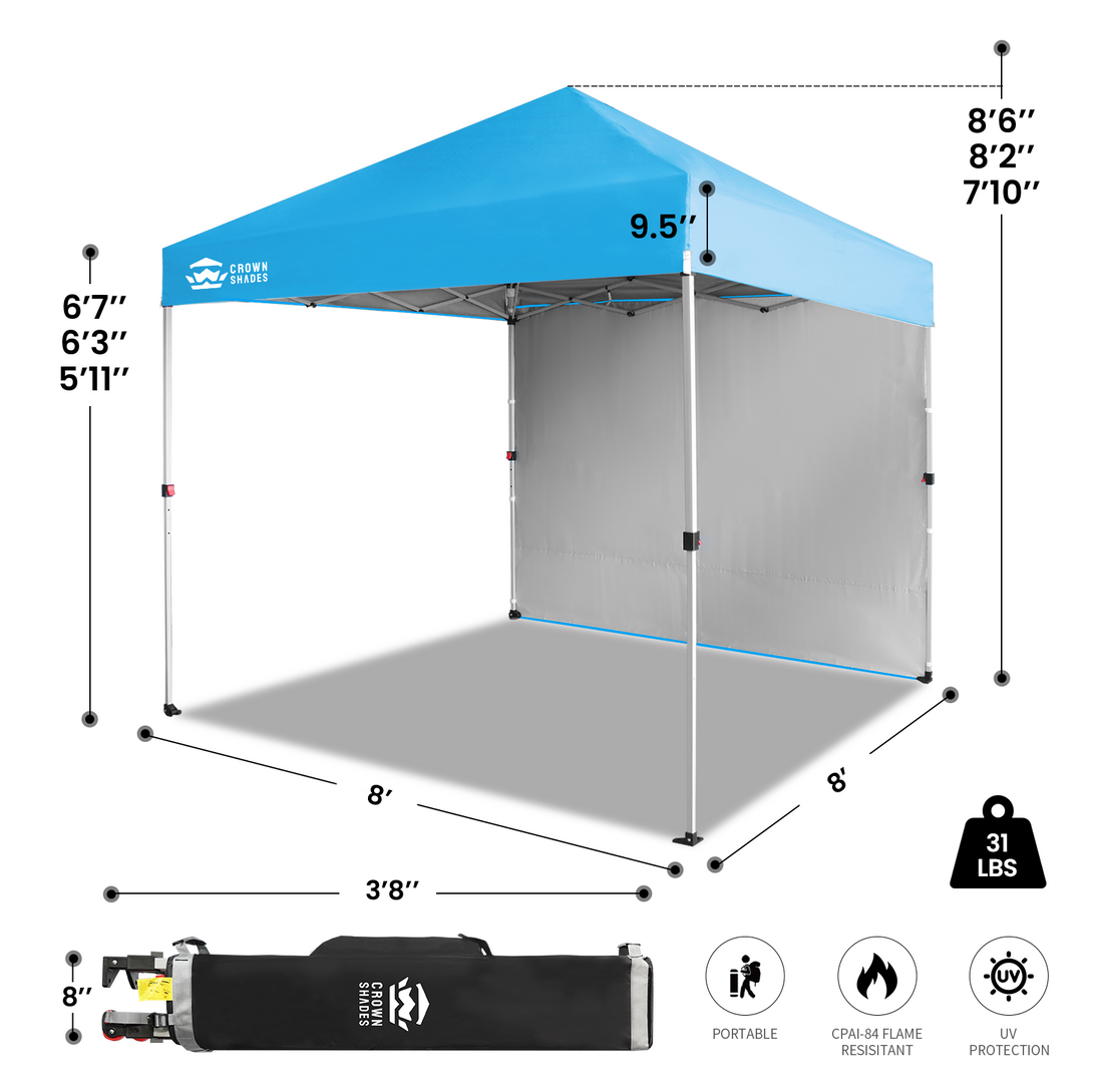 Tente pliante 8x8 avec 1 paroi latérale - Montage One Push CenterLOK™