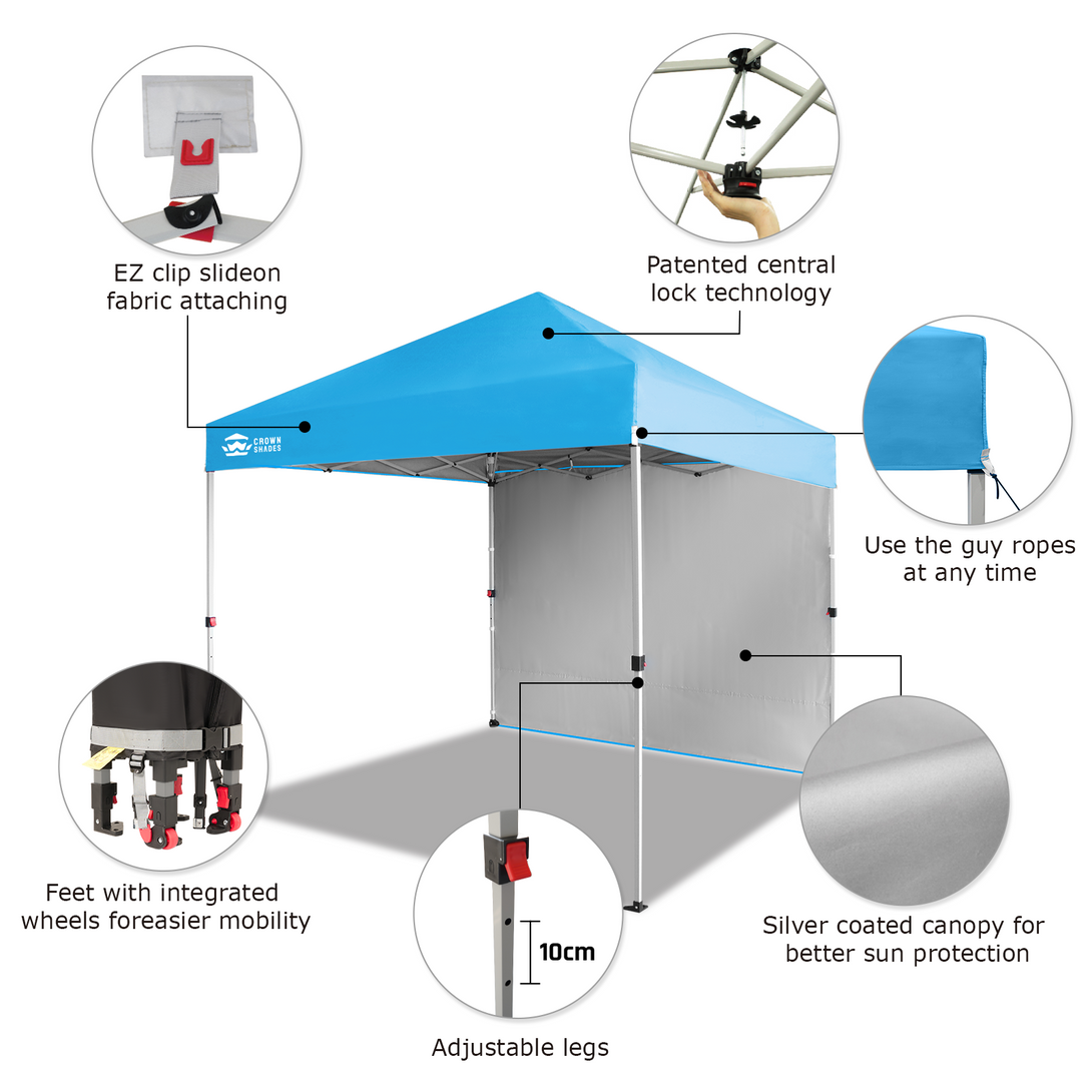 Tente pliante 8x8 avec 1 paroi latérale - Montage One Push CenterLOK™