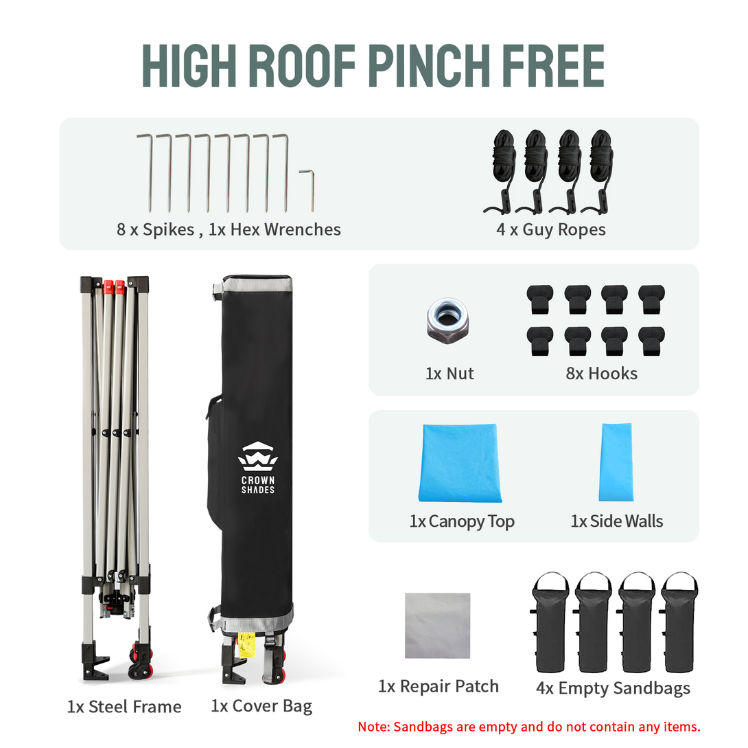 Tente pliante 8x8 avec 1 paroi latérale - Montage One Push CenterLOK™
