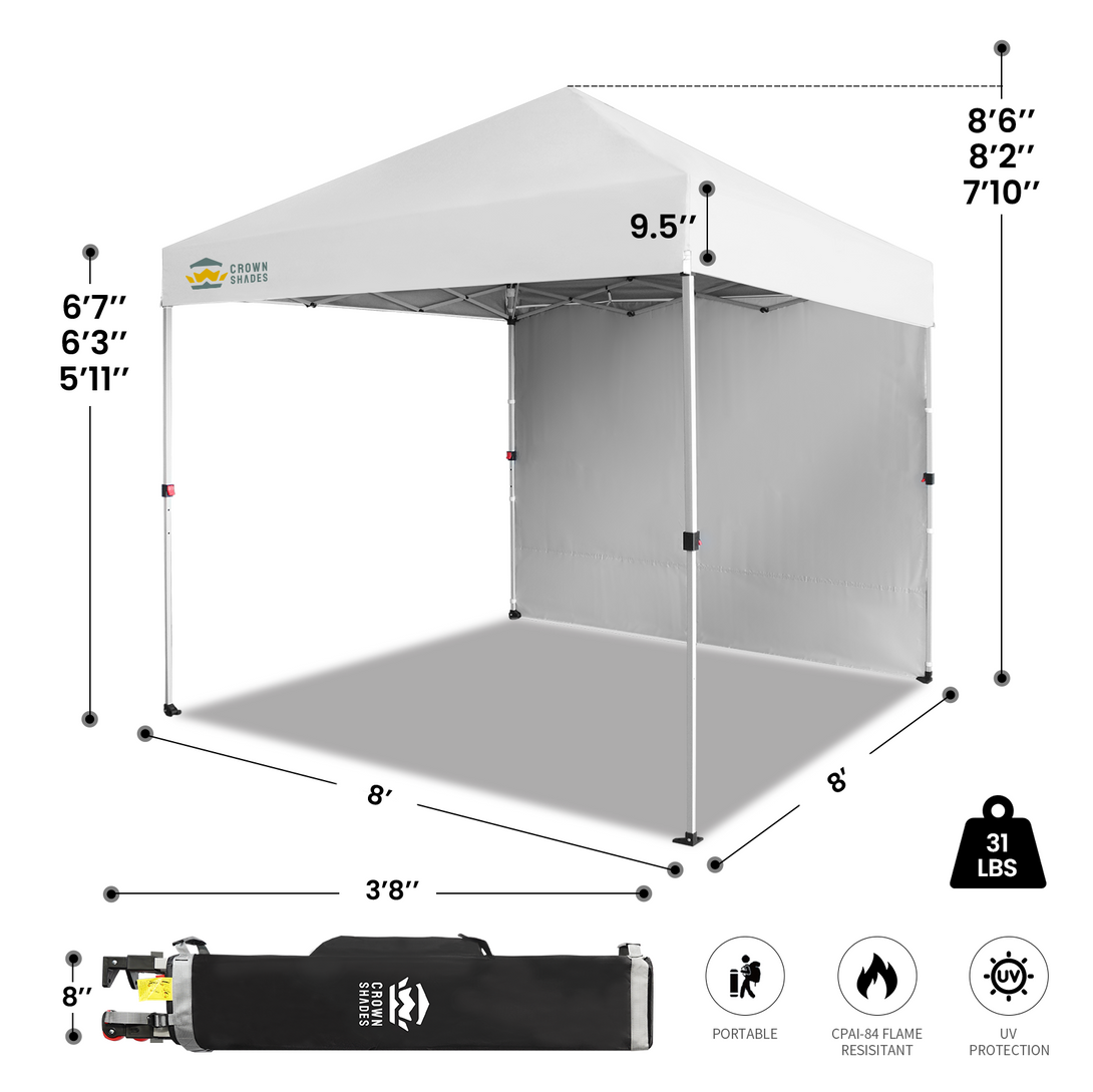 Tente pliante 8x8 avec 1 paroi latérale - Montage One Push CenterLOK™