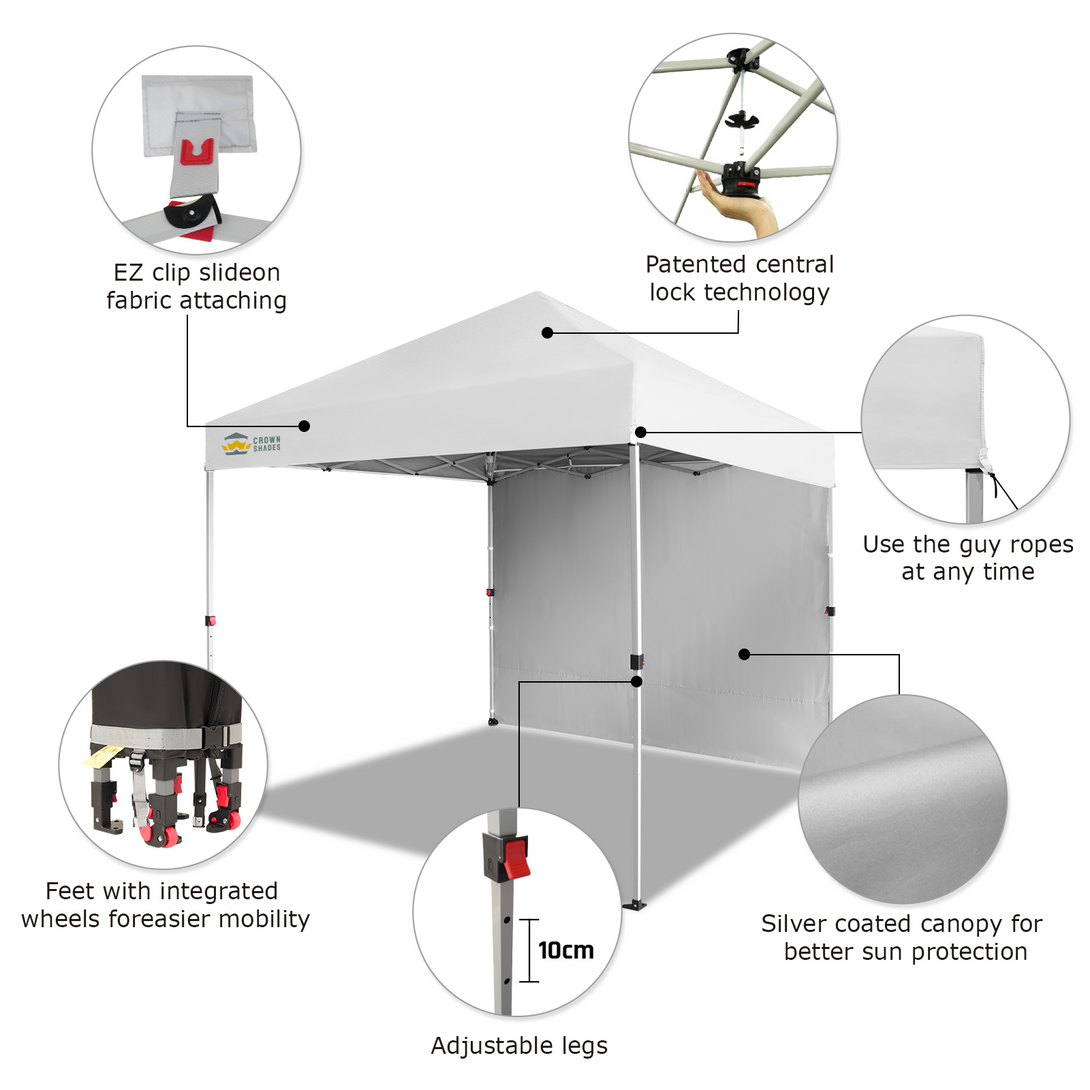 Tente pliante 8x8 avec 1 paroi latérale - Montage One Push CenterLOK™