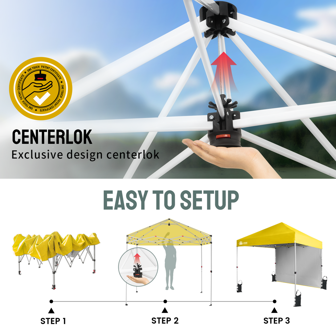 Tente pliante 8x8 avec 1 paroi latérale - Montage One Push CenterLOK™
