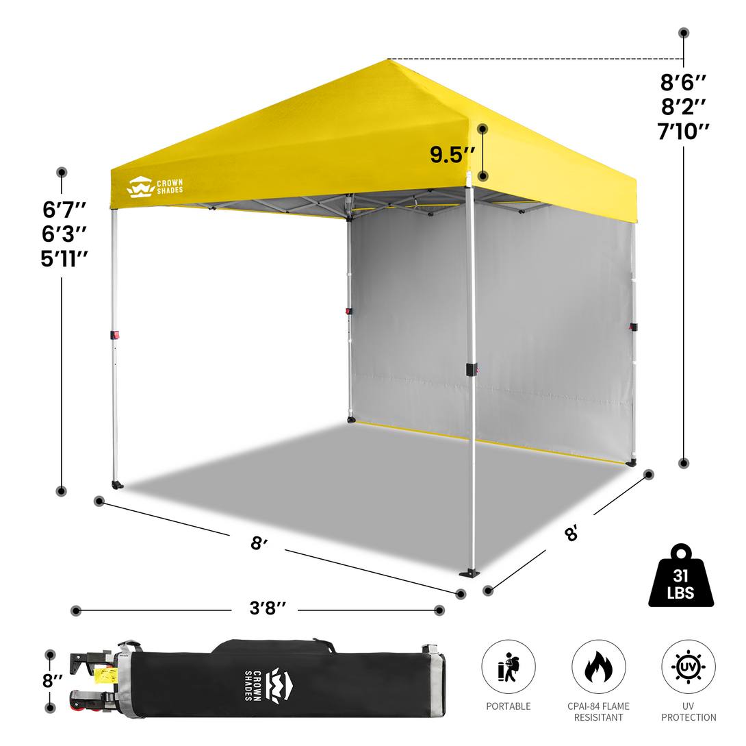 Tente pliante 8x8 avec 1 paroi latérale - Montage One Push CenterLOK™