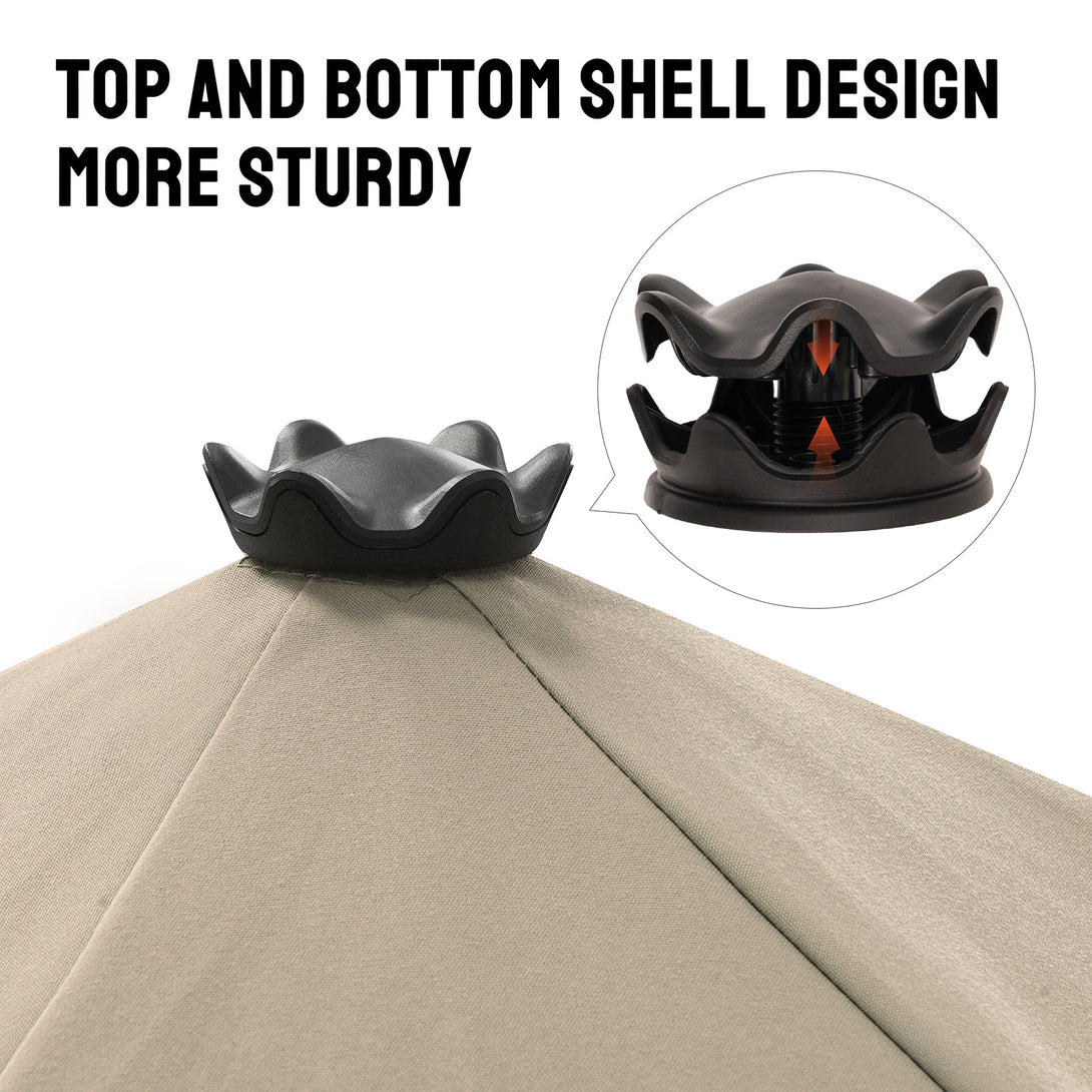 Parasol de patio auto-inclinable de 9 pieds - Connexion de bord brevetée à 45° avec tissu en oléfine