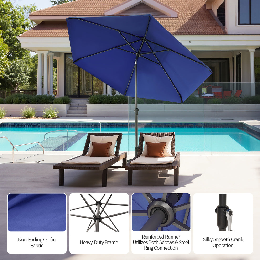 Parasol de patio auto-inclinable de 9 pieds - Connexion de bord brevetée à 45° avec tissu en oléfine