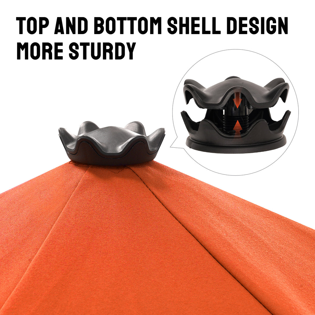 Parasol de patio auto-inclinable de 9 pieds - Connexion de bord brevetée à 45° avec tissu en oléfine