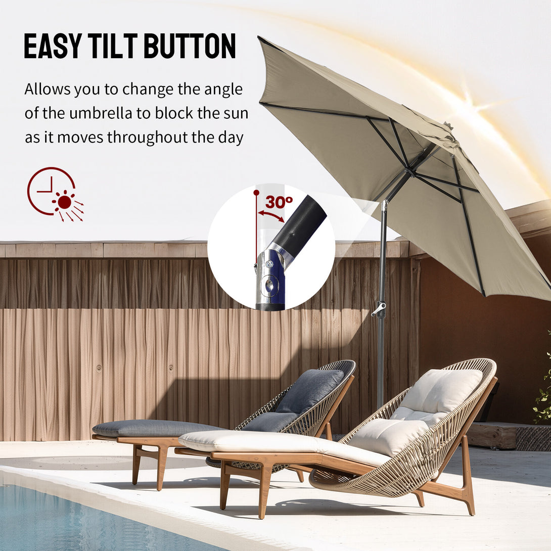 Ombrellone da Patio Antivento da 9 Ft – Inclinazione a Pulsante a 30° con Poliestere Durevole