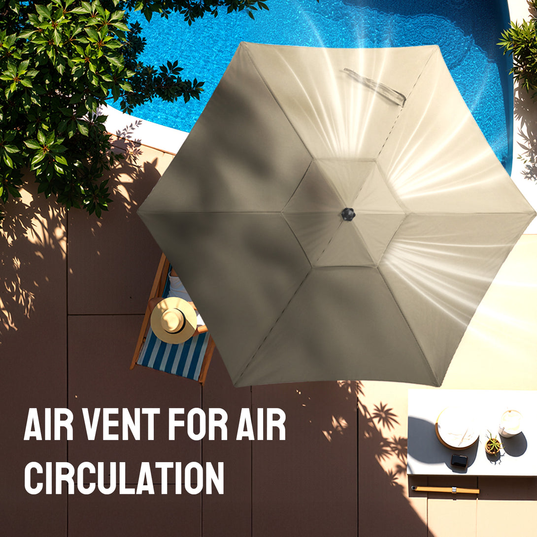 Ombrellone da Patio Antivento da 9 Ft – Inclinazione a Pulsante a 30° con Poliestere Durevole