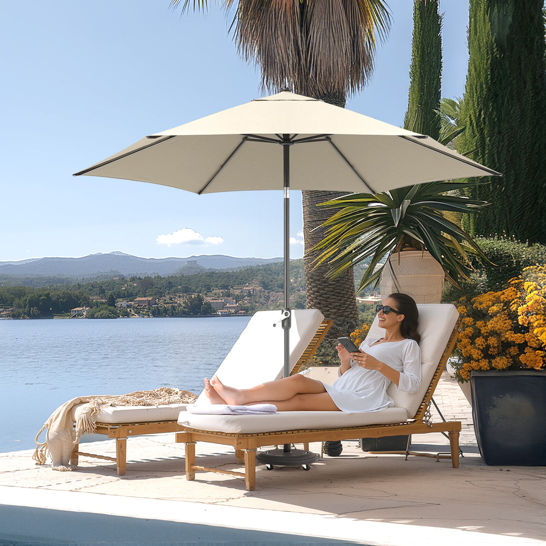 Ombrellone da Patio Antivento da 9 Ft – Inclinazione a Pulsante a 30° con Poliestere Durevole