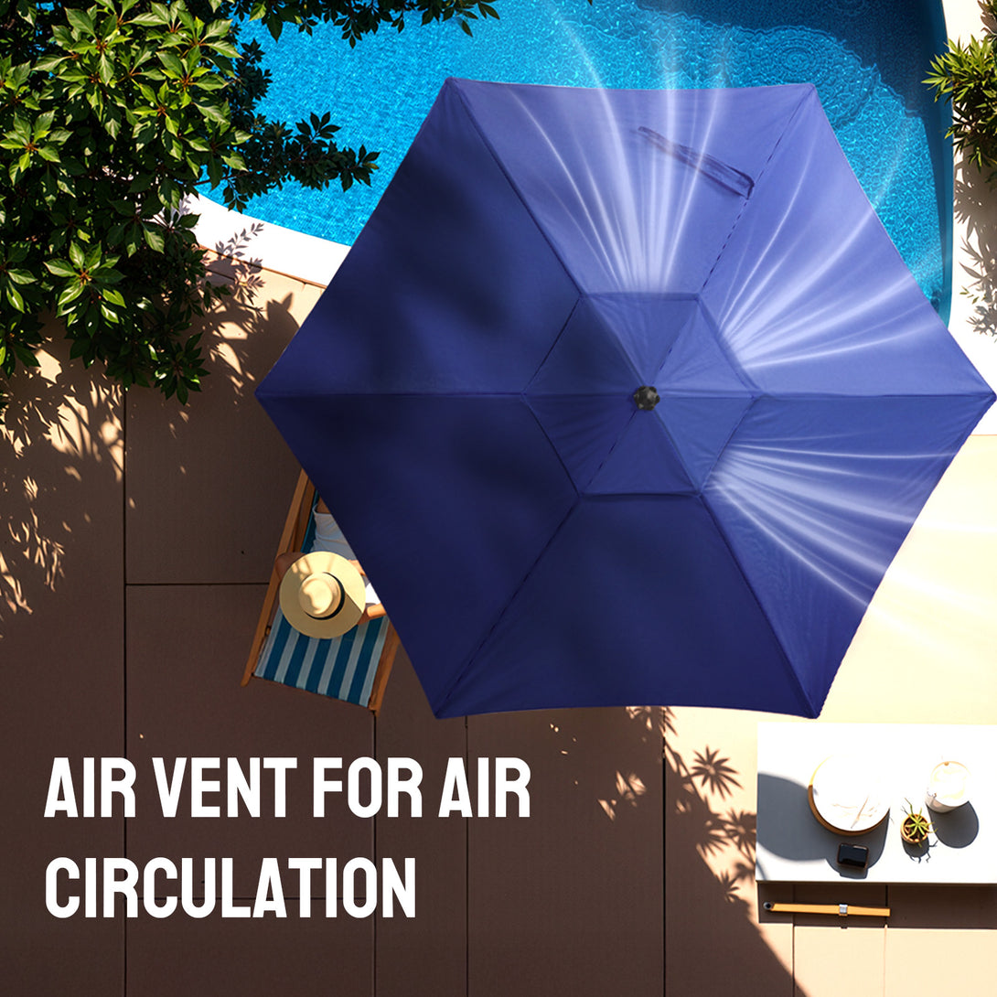 Ombrellone da Patio Antivento da 9 Ft – Inclinazione a Pulsante a 30° con Poliestere Durevole