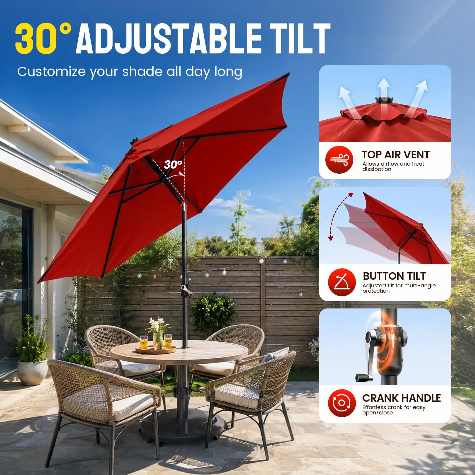 Sol-Shield 9' Resistente al viento | Inclinación profesional de 30°