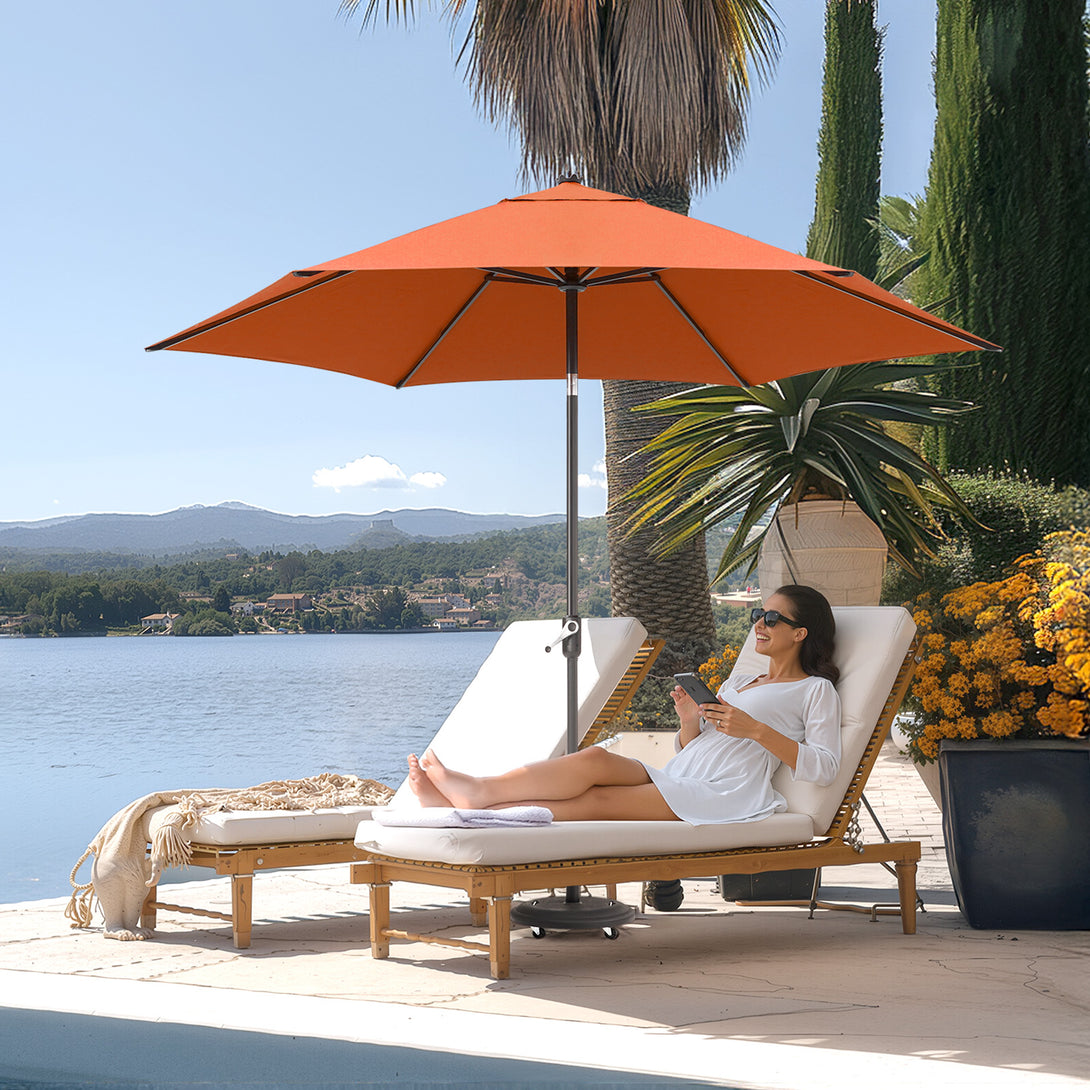 Ombrellone da Patio Antivento da 9 Ft – Inclinazione a Pulsante a 30° con Poliestere Durevole