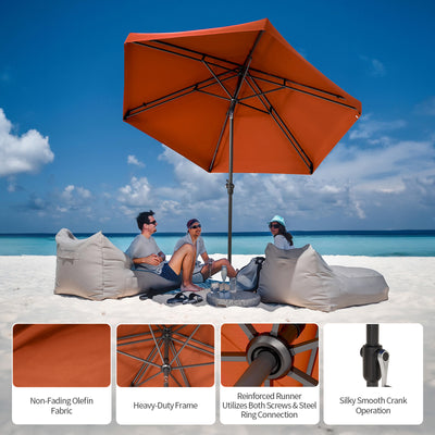 9 orange patio umbrella Sol-Shield 9' Gemini | 90° Twin-Arm – Crown Shades