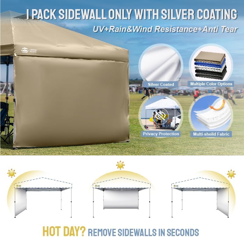 SunWall argenté pour auvent pliant 12x12