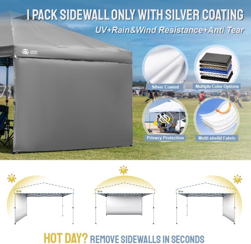 SunWall argenté pour auvent pliant 12x12