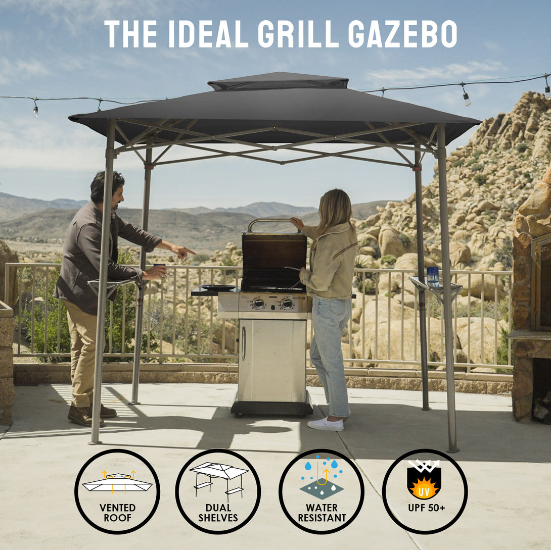 8x5 Grill Gazebo - Two Shelves, Vented Roof, BBQ Shelter - G40B