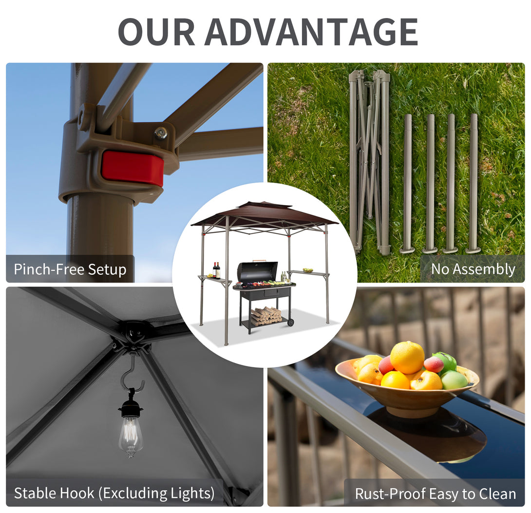 8x5 Grill Gazebo - Two Shelves, Vented Roof, BBQ Shelter - G40B