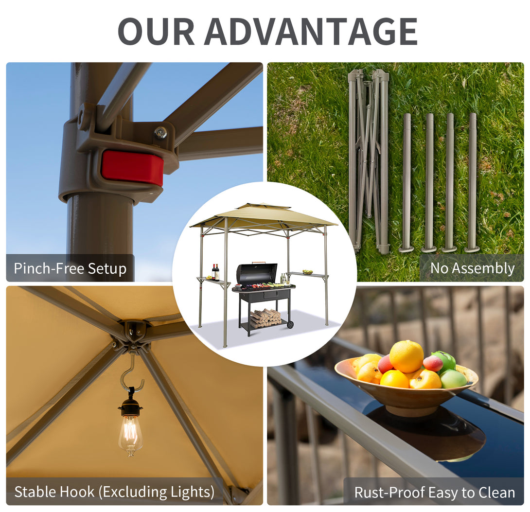 8x5 Grill Gazebo - Two Shelves, Vented Roof, BBQ Shelter - G40B