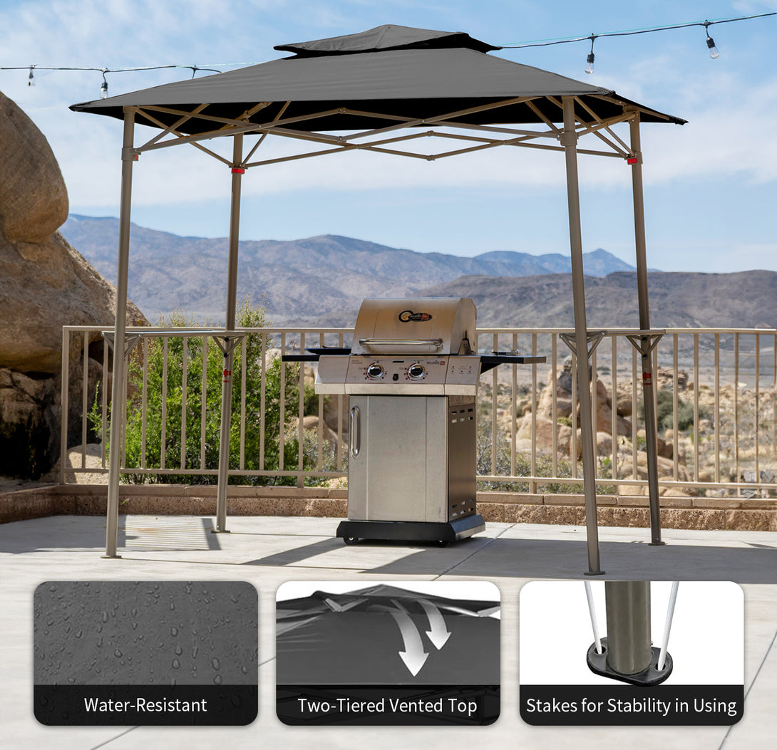8x5 Grill Gazebo - Two Shelves, Vented Roof, BBQ Shelter - G40B
