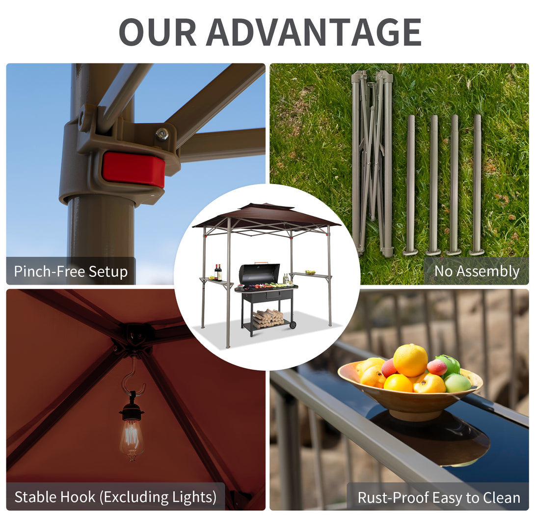 8x5 Grill Gazebo - Two Shelves, Vented Roof, BBQ Shelter - G40B