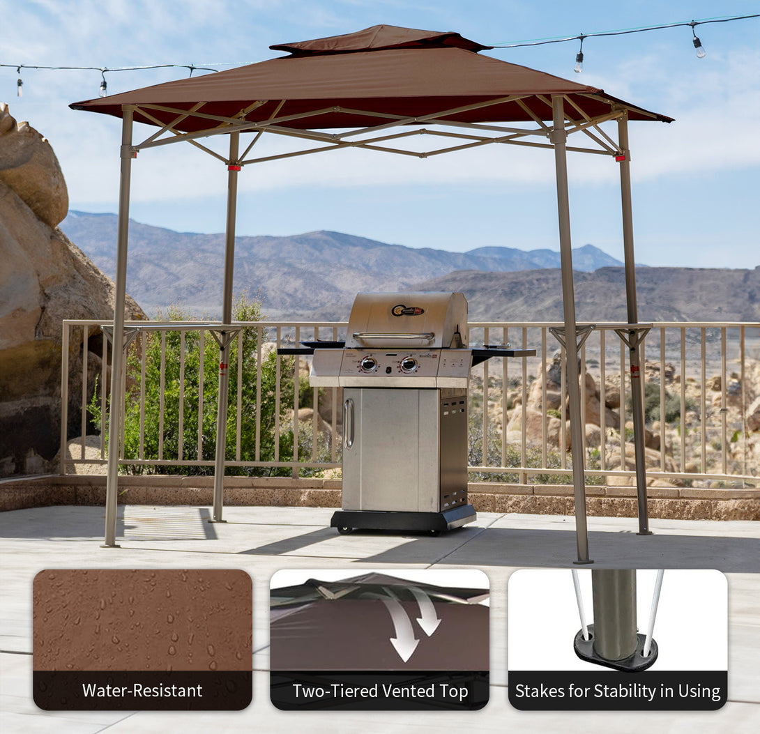 8x5 Grill Gazebo - Two Shelves, Vented Roof, BBQ Shelter - G40B