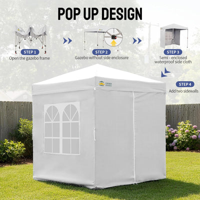 Heavy-Duty Pop-Up Canopy Shelter – 2m x 2m with Side Panels