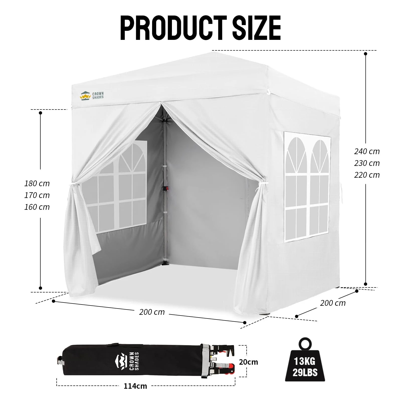 Heavy-Duty Pop-Up Canopy Shelter – 2m x 2m with Side Panels