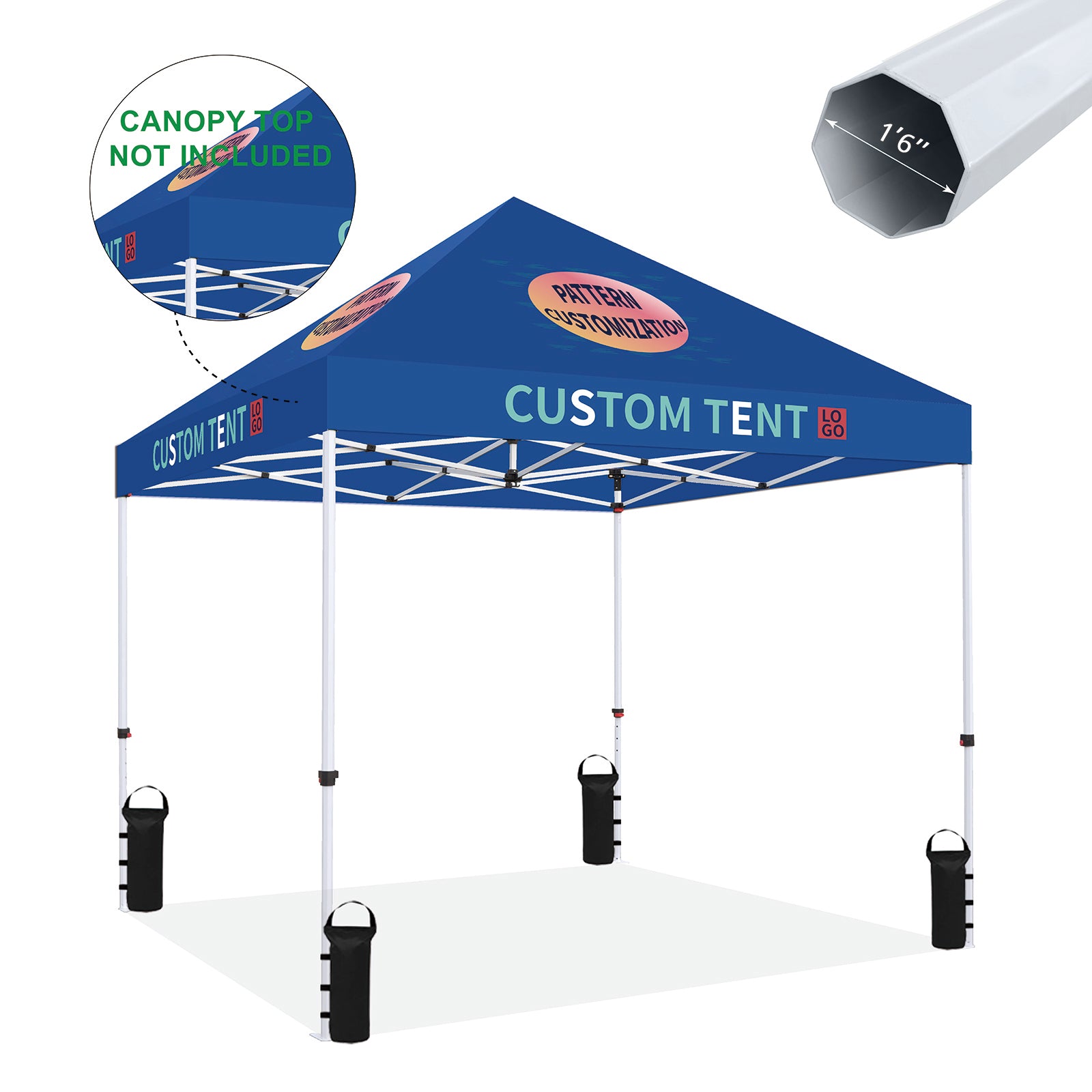 CROWN SHADES [M150SAL-CU] Carpa personalizada 15x10 – Juego completo con estructura y toldo