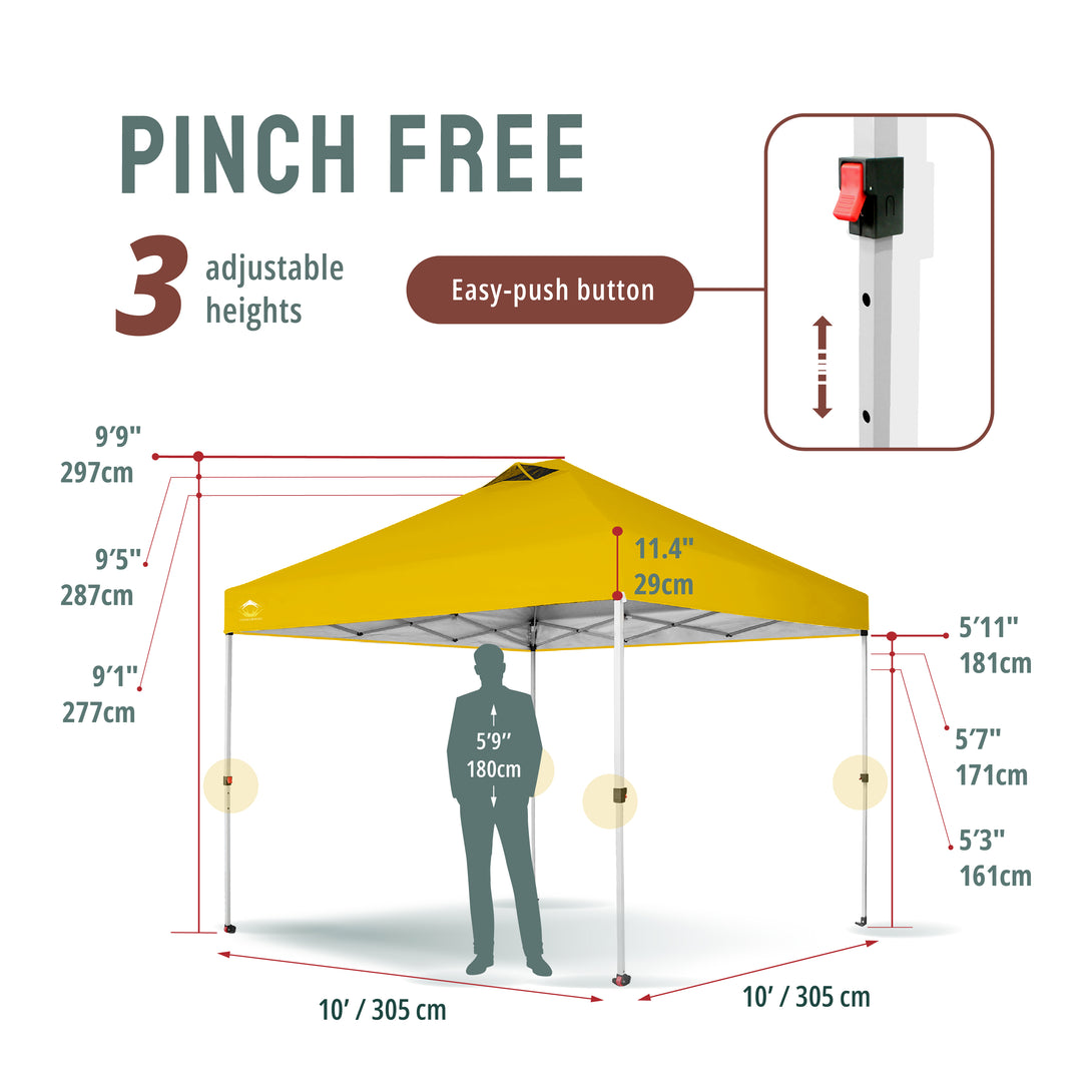 CROWN SHADES 10x10 Pop up Canopy Tent RM100H, Patented One Push Pop Up Tent with Wheeled Carry Bag