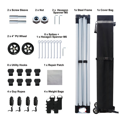 CROWN SHADES [M150SAL-CU] Carpa personalizada 15x10 – Juego completo con estructura y toldo