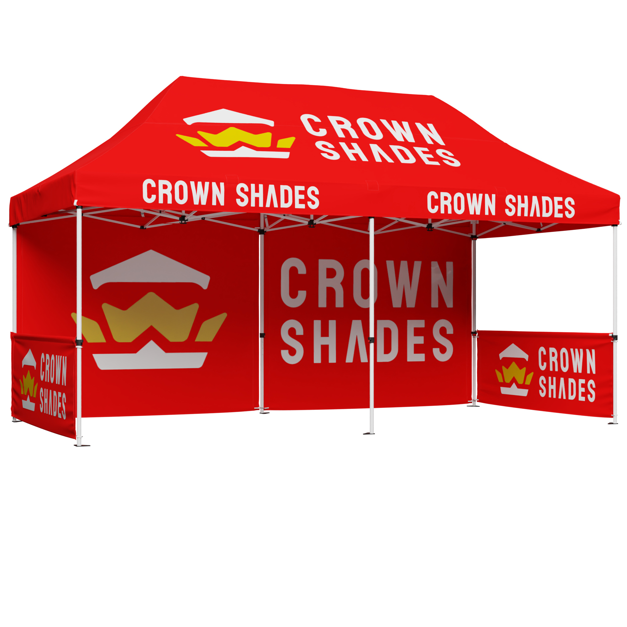 CROWN SHADES [M200A-CU] Carpa personalizada 20x10 – Juego completo con estructura y toldo
