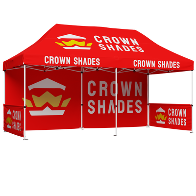 CROWN SHADES [M200A-CU] Carpa personalizada 20x10 – Juego completo con estructura y toldo