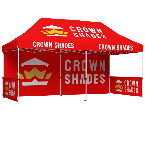 CROWN SHADES 10x20 Custom Canopy Tent with Logo, Customized Top, Backwall & Sidewall - Heavy Duty Commercial Tent