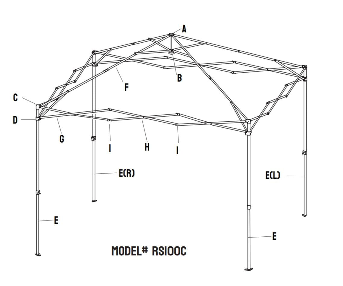 Replacement Parts for 10*10 Pop up Canopy Model RS100C