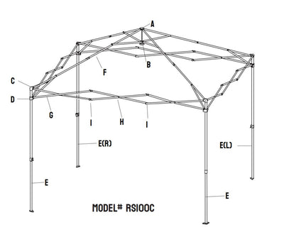 Replacement Parts for 10*10 Pop up Canopy Model RS100C