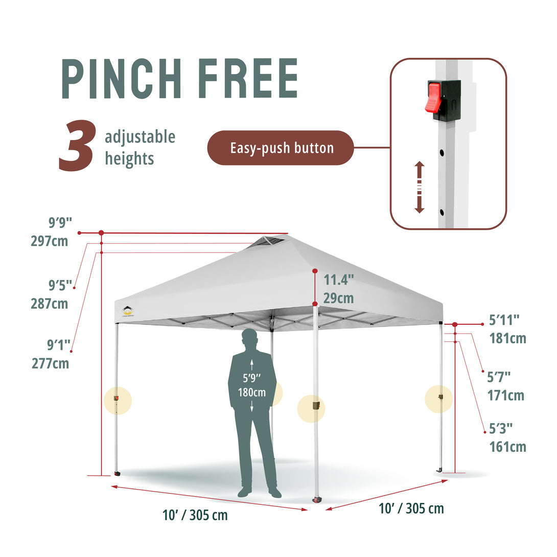 10x10 Pop up Canopy Tent RM100H, Patented One Push Pop Up Tent with Wheeled Carry Bag