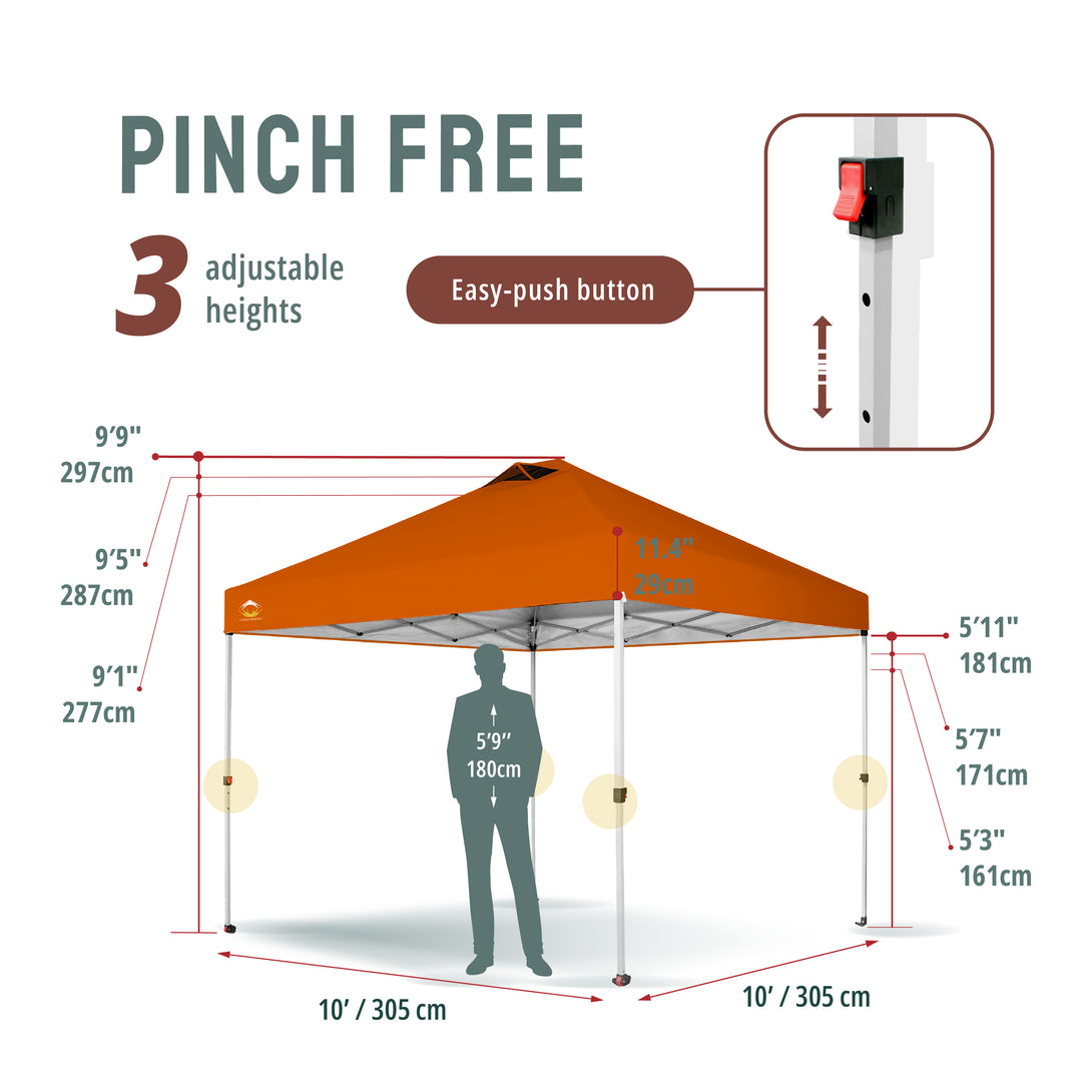 10x10 Pop up Canopy Tent RM100H, Patented One Push Pop Up Tent with Wheeled Carry Bag