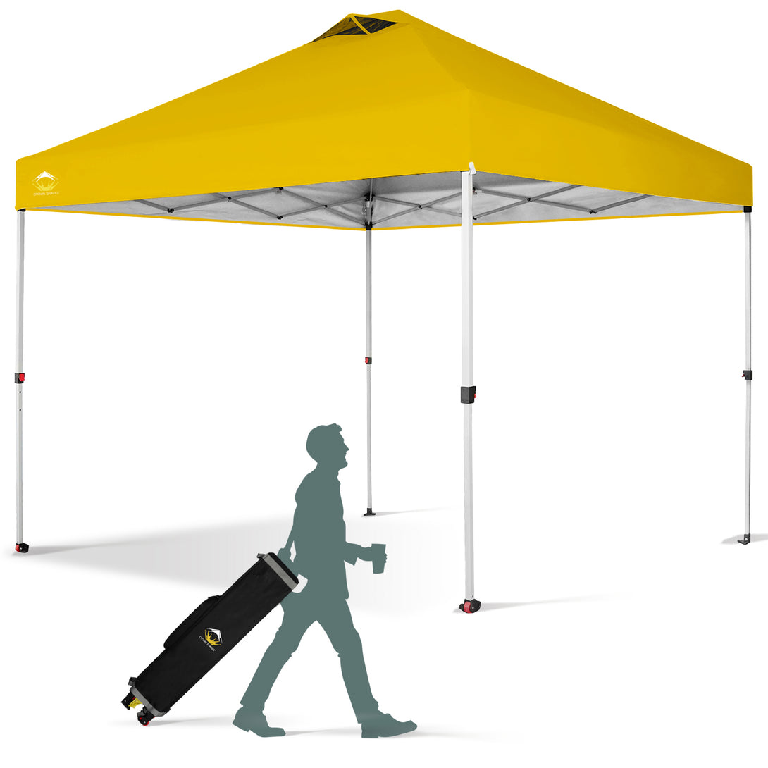 CROWN SHADES 10x10 Pop up Canopy Tent RM100H, Patented One Push Pop Up Tent with Wheeled Carry Bag