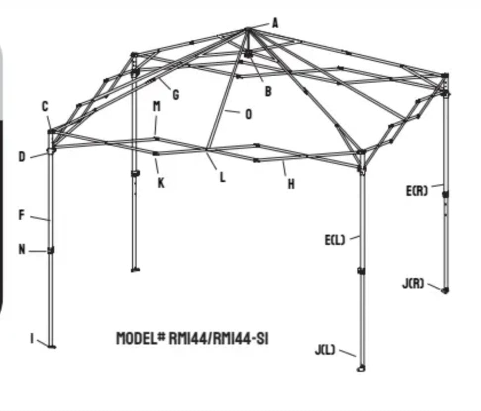 12*12 Replacement Parts for Canopy Model RM144