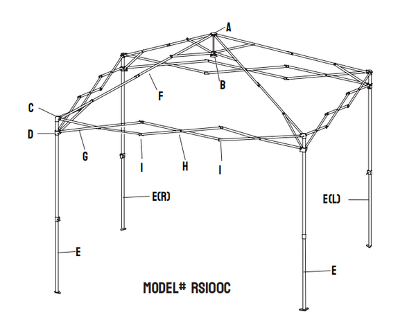 CROWN SHADES Adjustable Height on The Fly, 10x10 Pop Up Canopy Part-RS100C