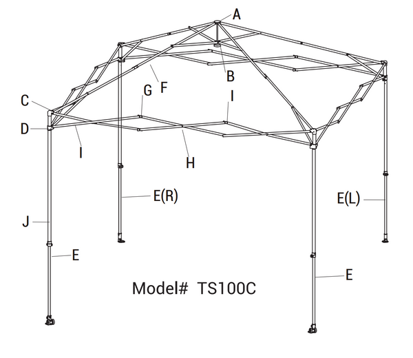 Replacement Parts for 10*10 Pop up Canopy Model TS100A