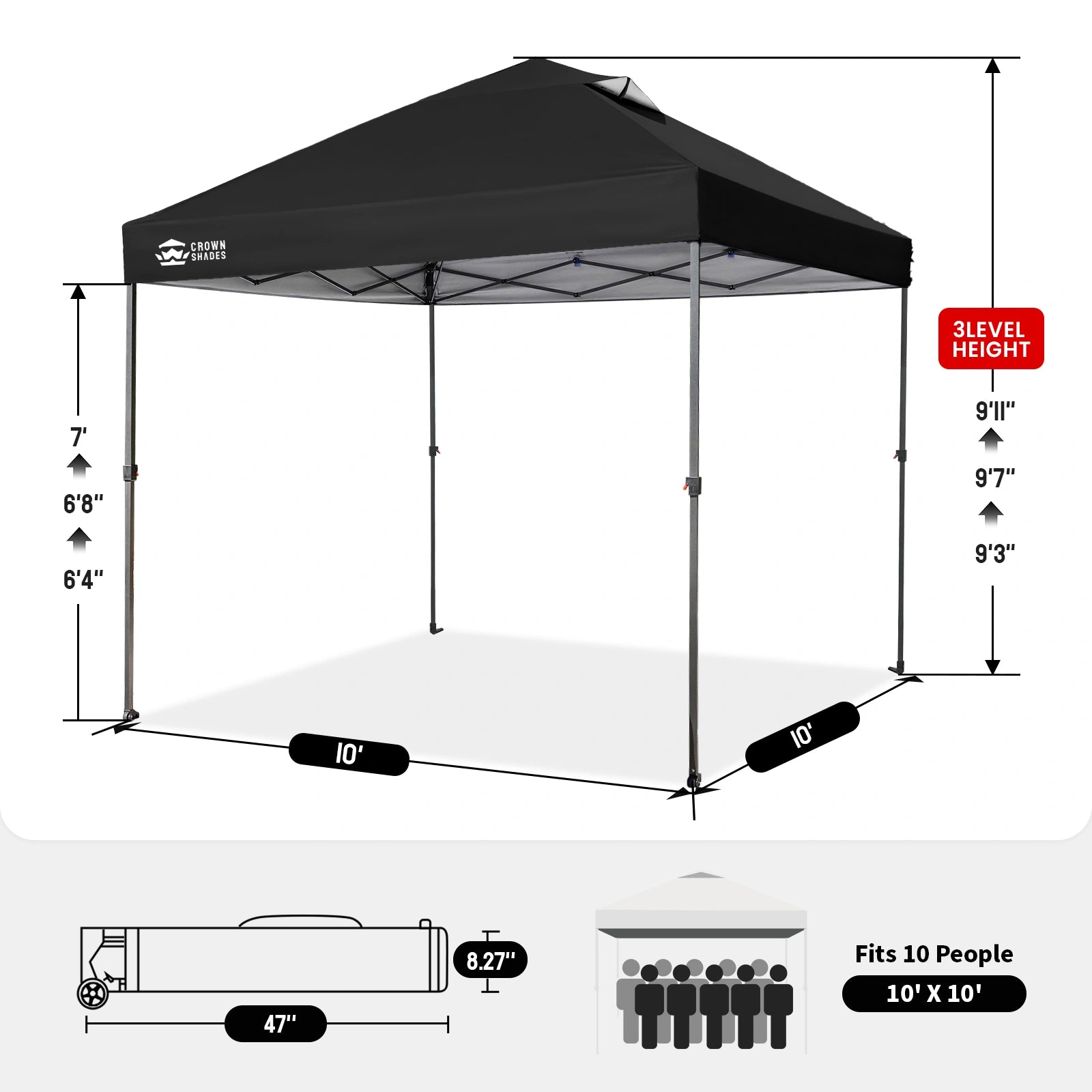 10x10 Pop-up-Überdachung - Leichtgewicht