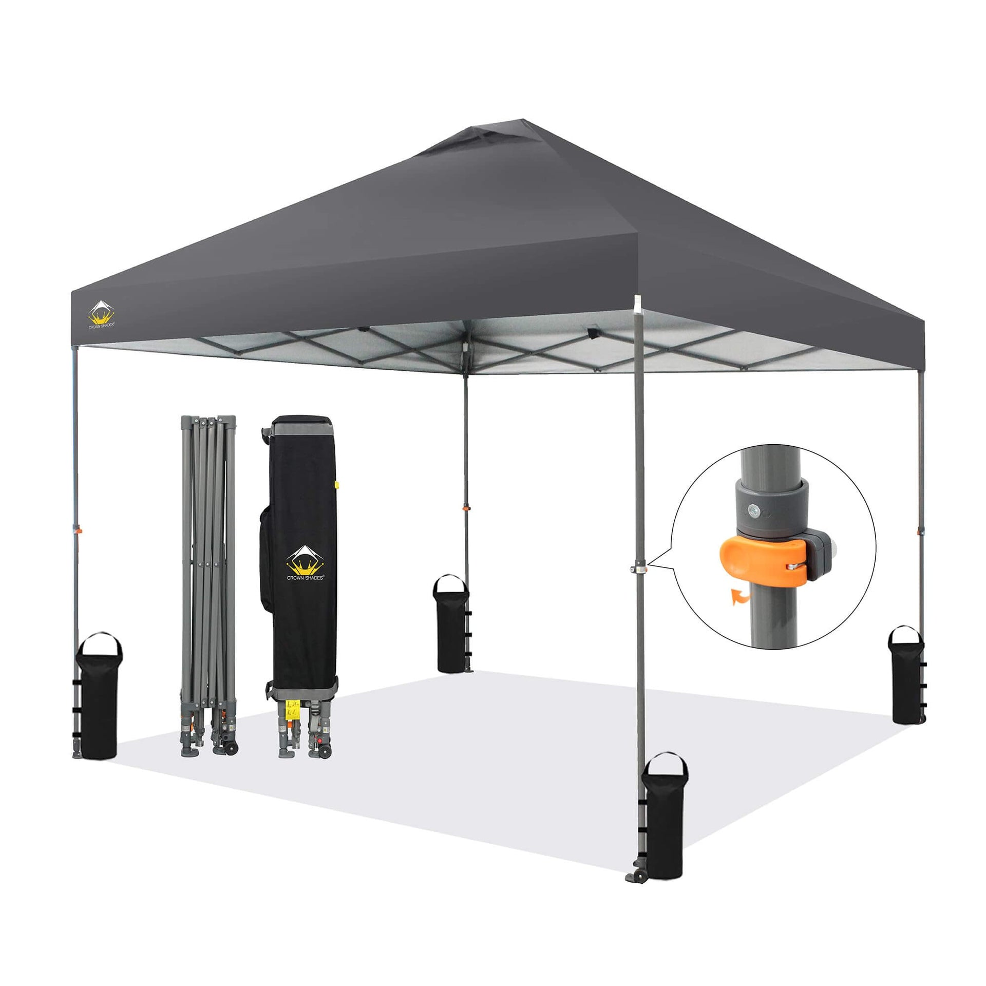 10x10 Adjustable Height Pop Up Canopy Black
