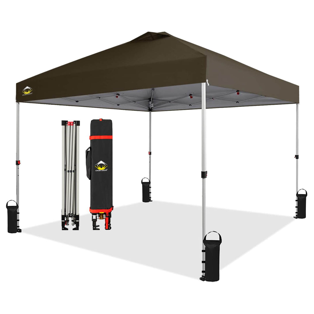 CROWN SHADES 10x10 Pop up Canopy Tent RM100H, Patented One Push Pop Up Tent with Wheeled Carry Bag