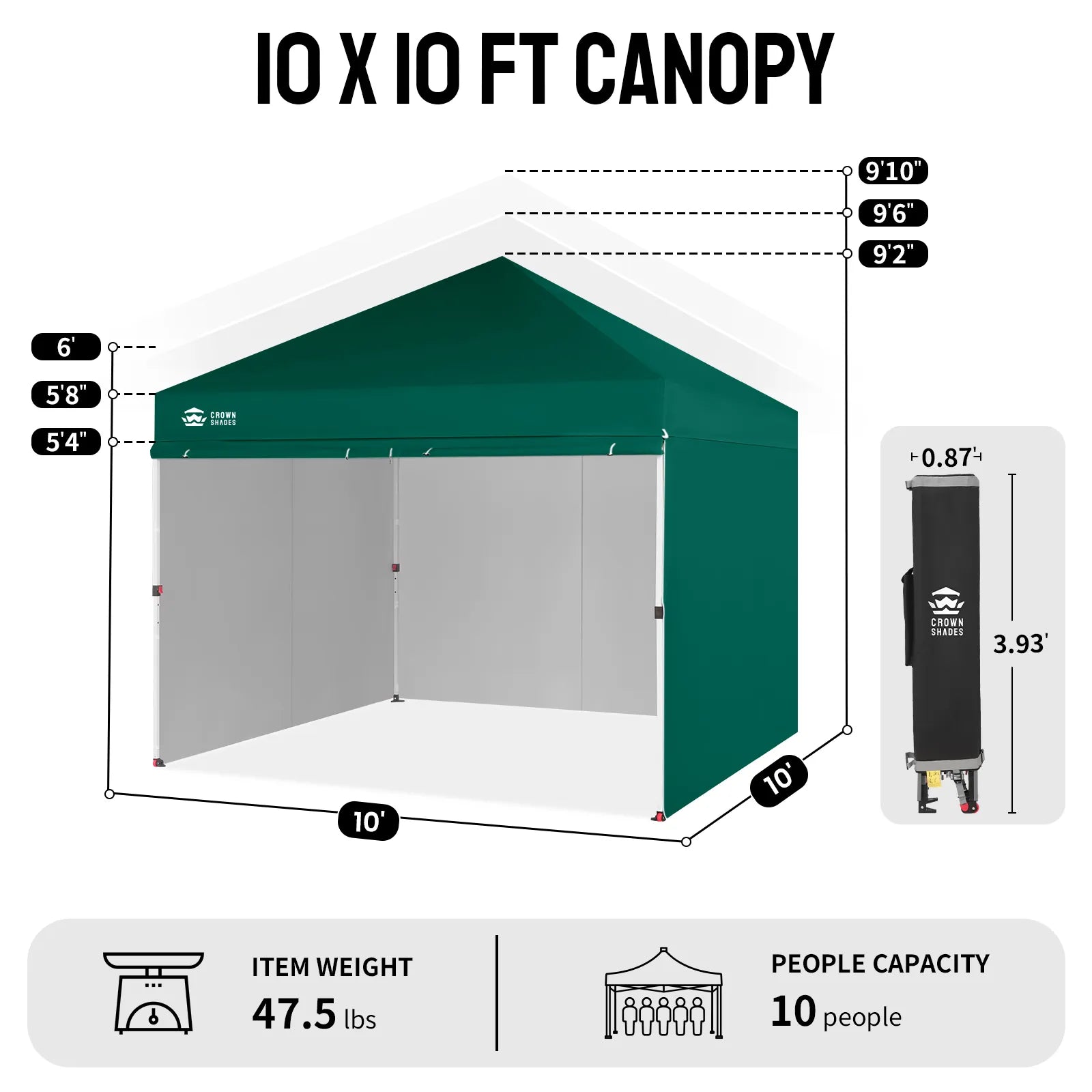 Crown Pro-Duty Carpa 10' x 10' | Suite Empresarial con Pared Completa