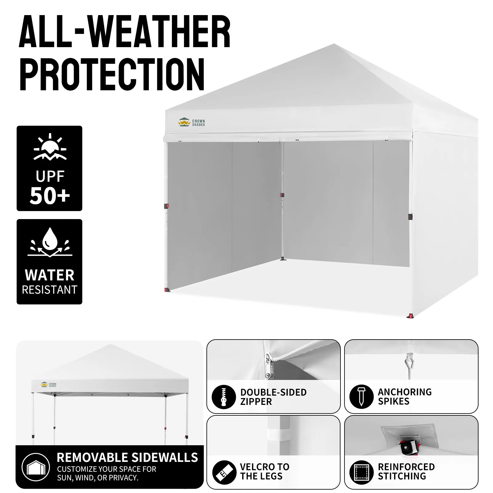Crown Pro-Duty Carpa 10' x 10' | Suite Empresarial con Pared Completa